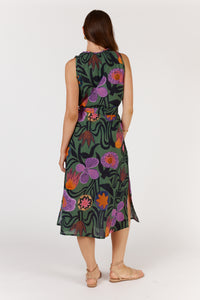Itami Machala S/Less Dress in Moss Flora