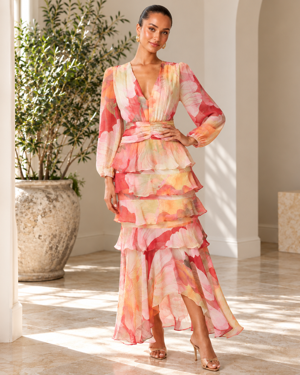 Elliatt SYLVANA Long Sleeve Gown in Floral