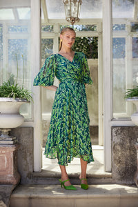Sacha Drake ORCHID Wrap Dress in Emerald Botanical