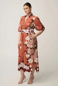 Once Was GISELA Column Midi Dress in Amber Vine