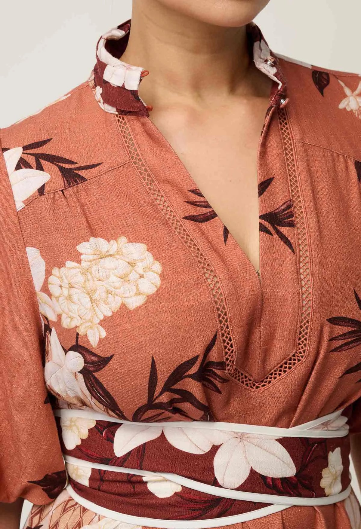 Once Was GISELA Column Midi Dress in Amber Vine
