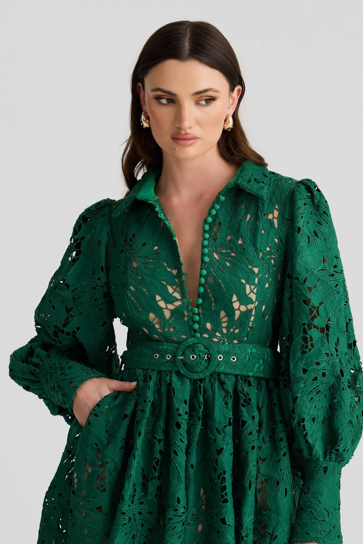 Derma Department OPHELIA Lace Maxi in Forest Green