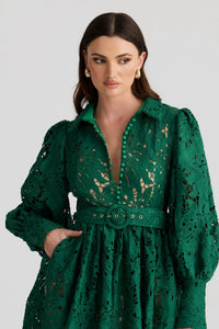 Derma Department OPHELIA Lace Maxi in Forest Green