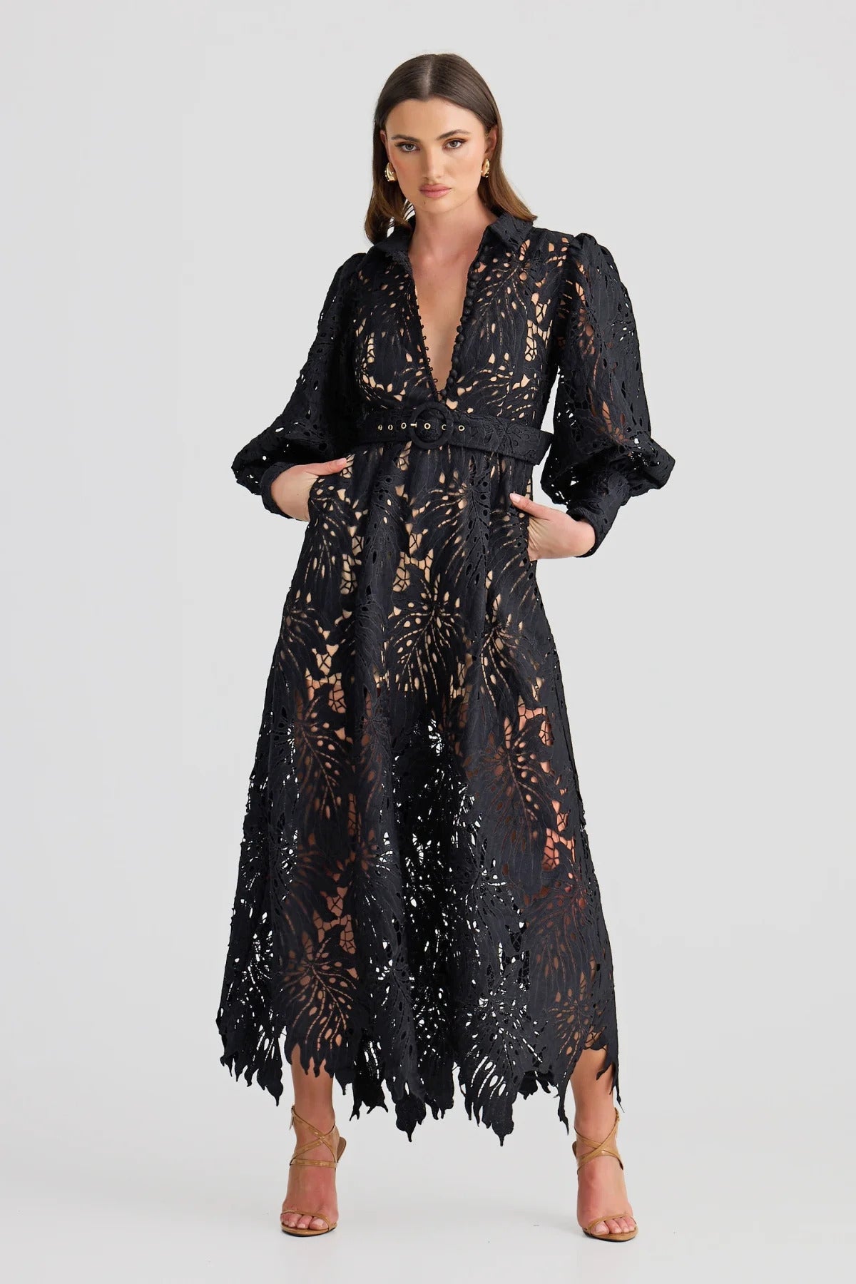 Derma Department OPHELIA Lace Maxi in Forest Green