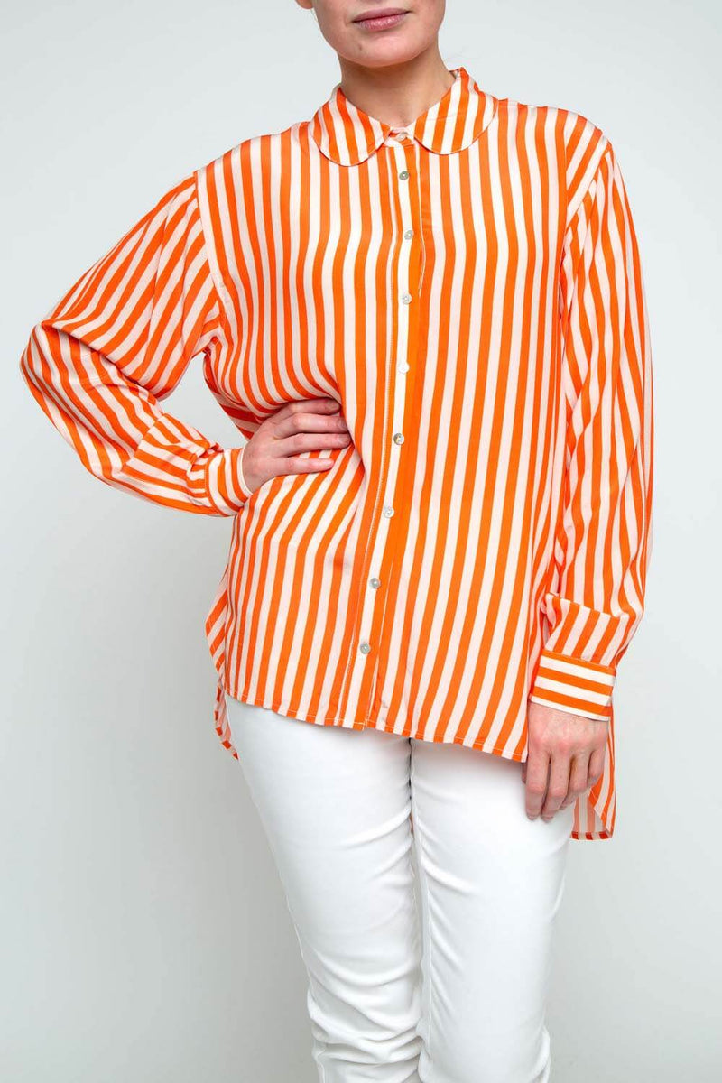 Ping Pong Stripe Shirt in Orange Flax 555346