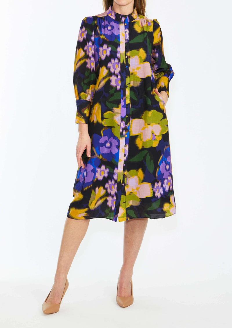 Ping Pong Shirt Dress in Black Floral