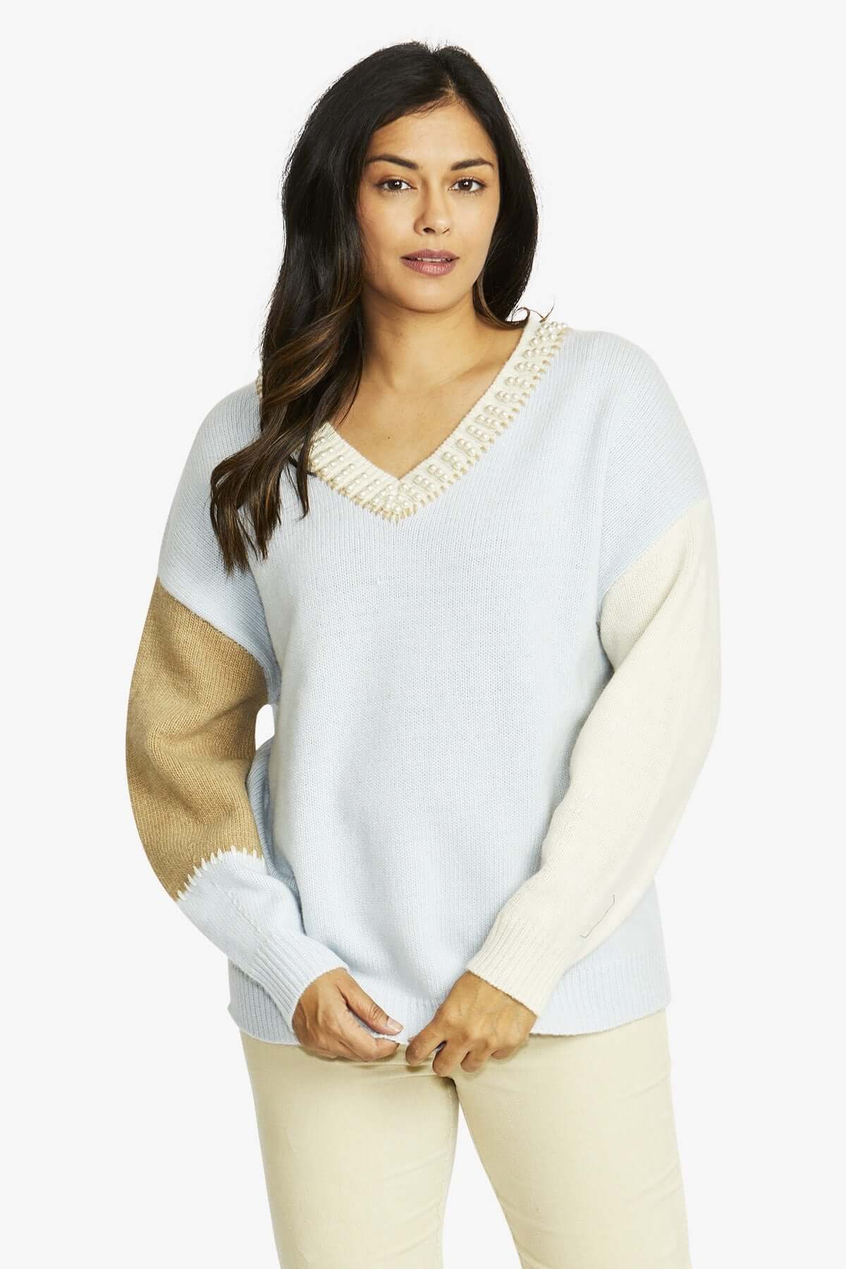 Ping Pong Pearl Pullover in Ice Blue Vanilla Latte'