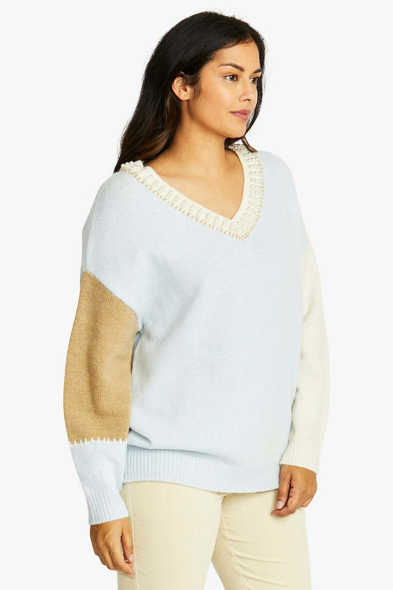 Ping Pong Pearl Pullover in Ice Blue Vanilla Latte'