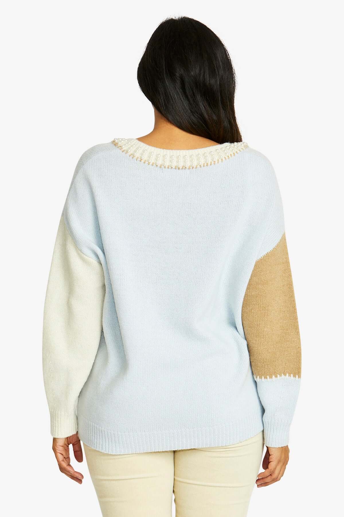Ping Pong Pearl Pullover in Ice Blue Vanilla Latte'