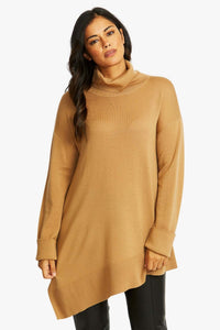 Ping Pong Merino Asymmetric Pullover in Butterscotch