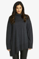 Ping Pong Merino Asymmetrical Pullover in Charcoal