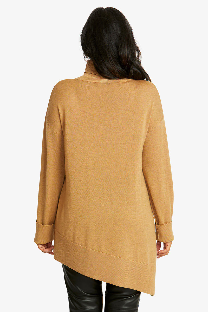 Ping Pong Merino Asymmetric Pullover in Butterscotch