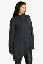 Ping Pong Merino Asymmetrical Pullover in Charcoal