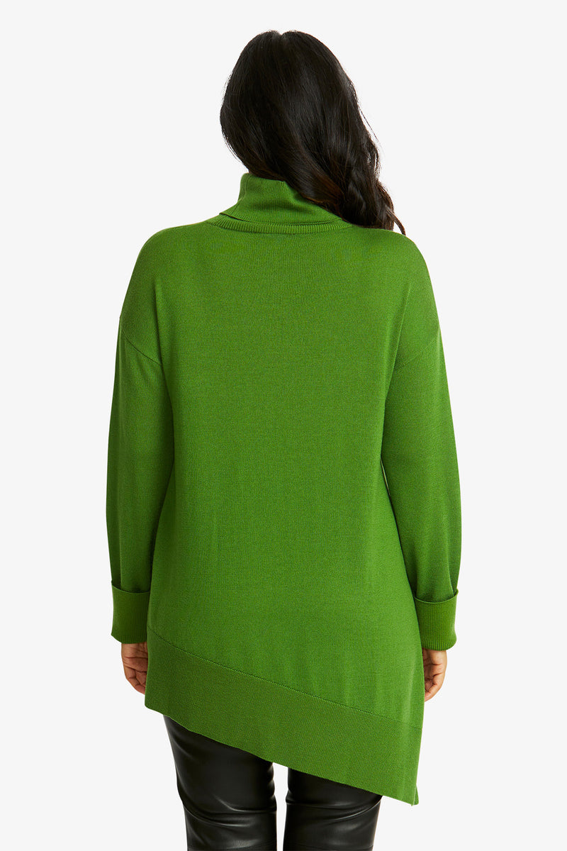 Ping Pong Merino Asymmetric Pullover in Fern