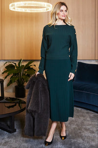 Ping Pong Milano Rib A-Line Skirt in Clover
