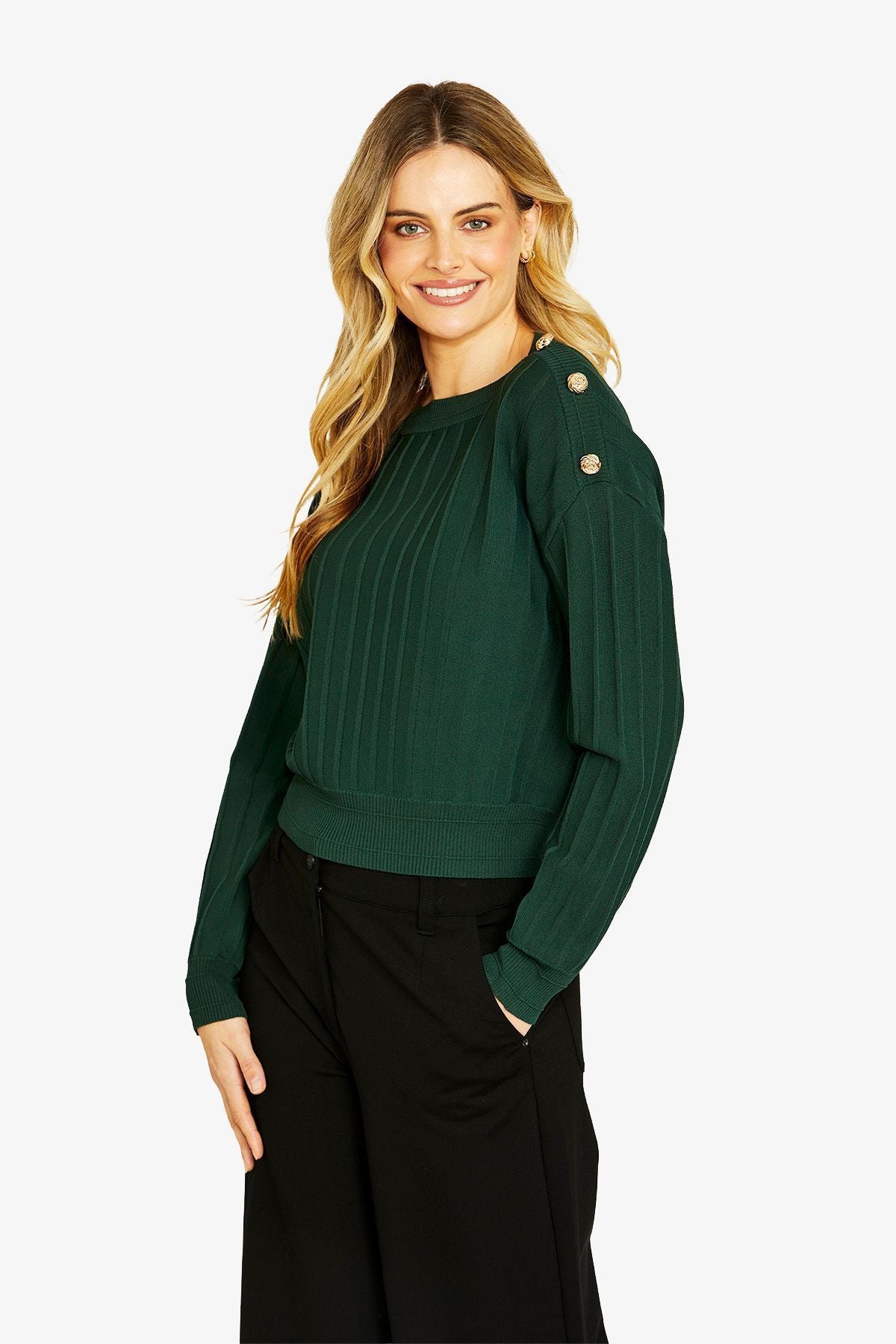 Ping Pong Milano Button Pullover in Clover