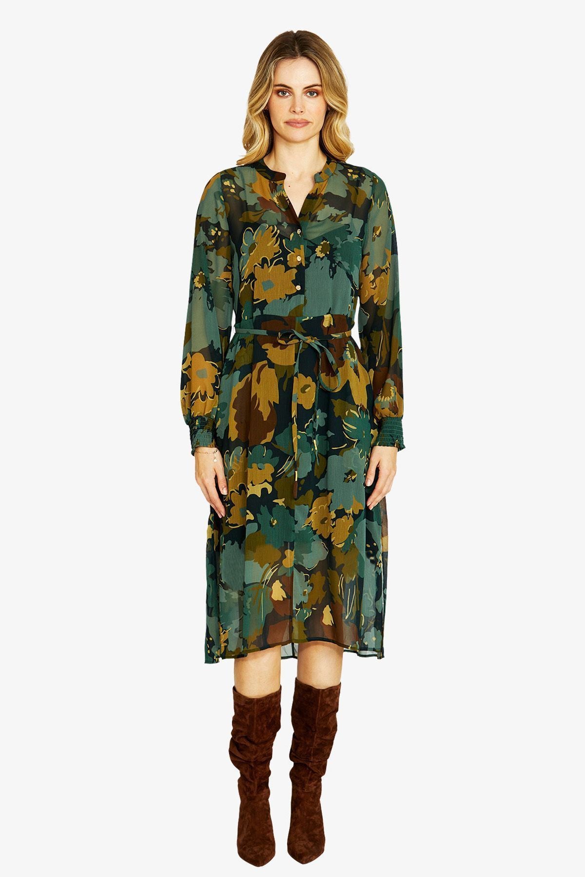 Ping Pong Katie Button Midi Dress in Midnight Botanica