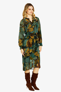 Ping Pong Katie Button Midi Dress in Midnight Botanica