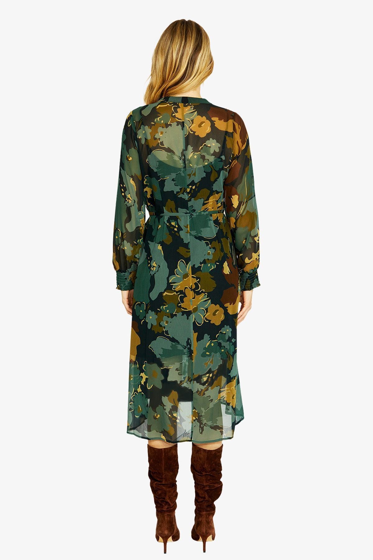 Ping Pong Katie Button Midi Dress in Midnight Botanica