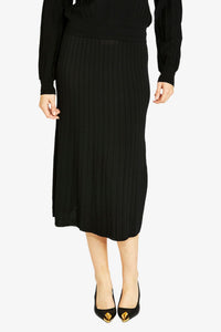 Ping Pong Milano Rib A-Line Skirt in Black