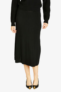Ping Pong Milano Rib A-Line Skirt in Black