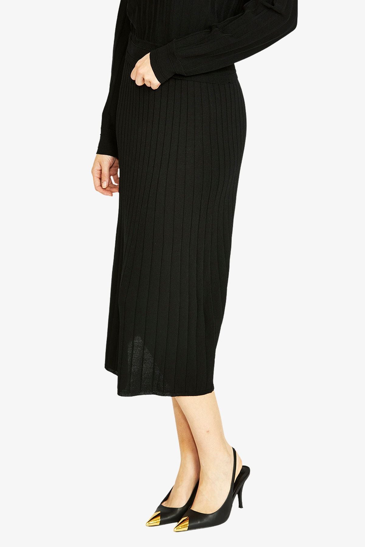 Ping Pong Milano Rib A-Line Skirt in Black