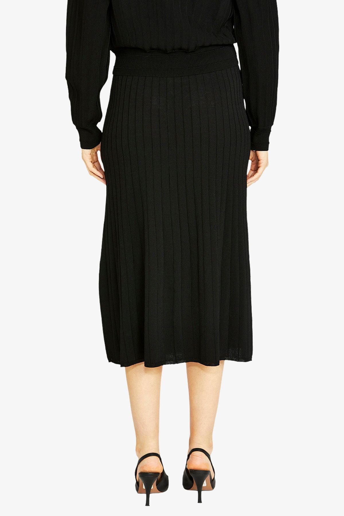 Ping Pong Milano Rib A-Line Skirt in Black