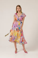 Sacha Drake Pajaritos Wrap Dress in Bright Abstract Floral