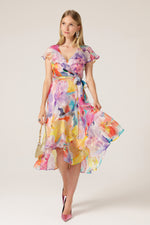 Sacha Drake Pajaritos Wrap Dress in Bright Abstract Floral