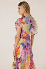 Sacha Drake Pajaritos Wrap Dress in Bright Abstract Floral