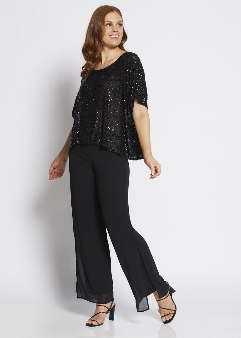 Philosophy KAY Sequin Top in Black Sparkle