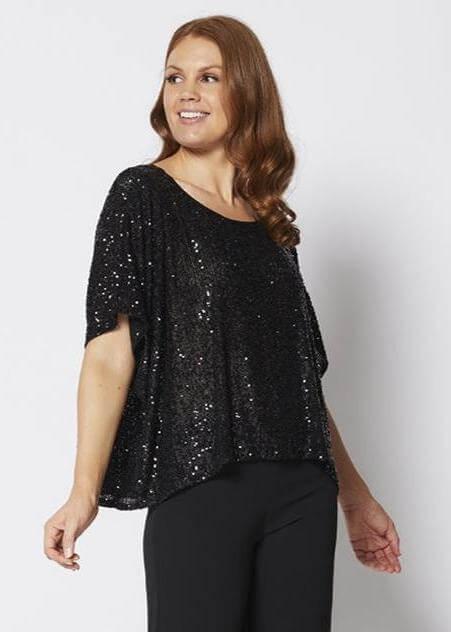 Philosophy KAY Sequin Tabbard in Black Sparkle