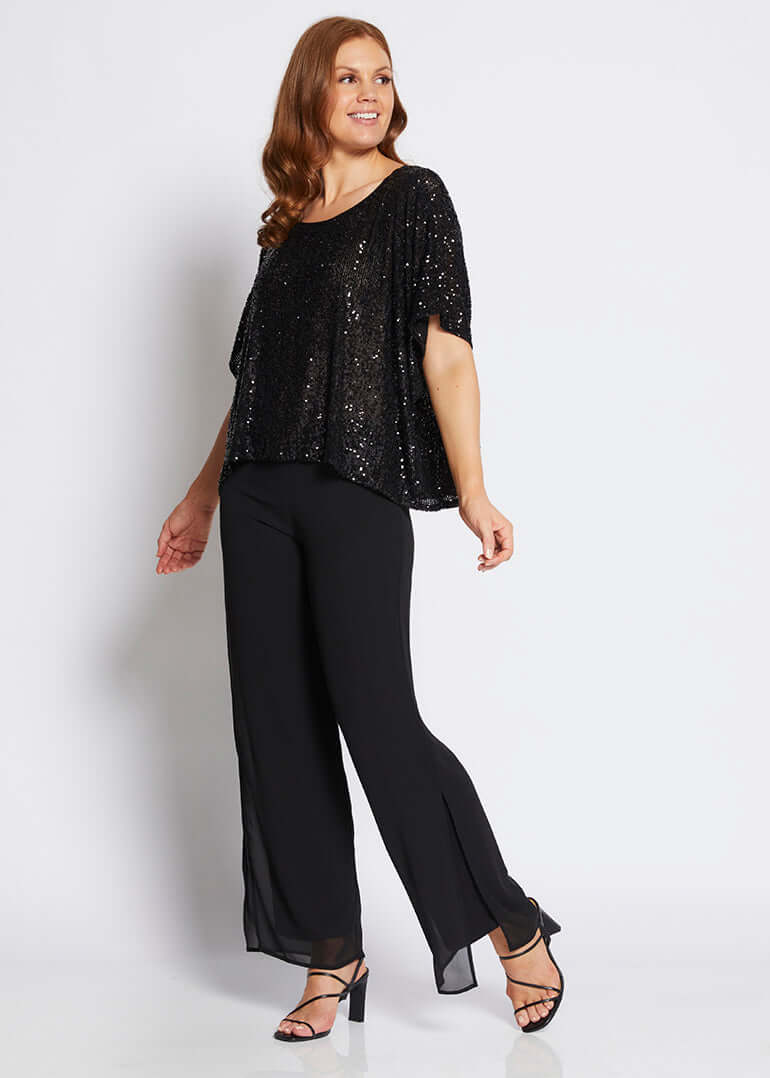 Philosophy KAY Sequin Tabbard in Black Sparkle