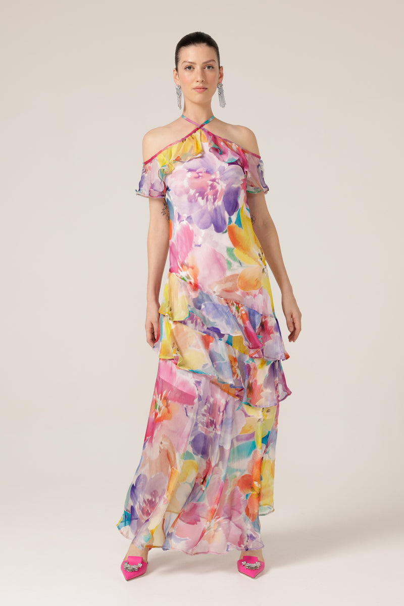 Sacha Drake Paradise Tanager Dress in Bright Abstract Floral