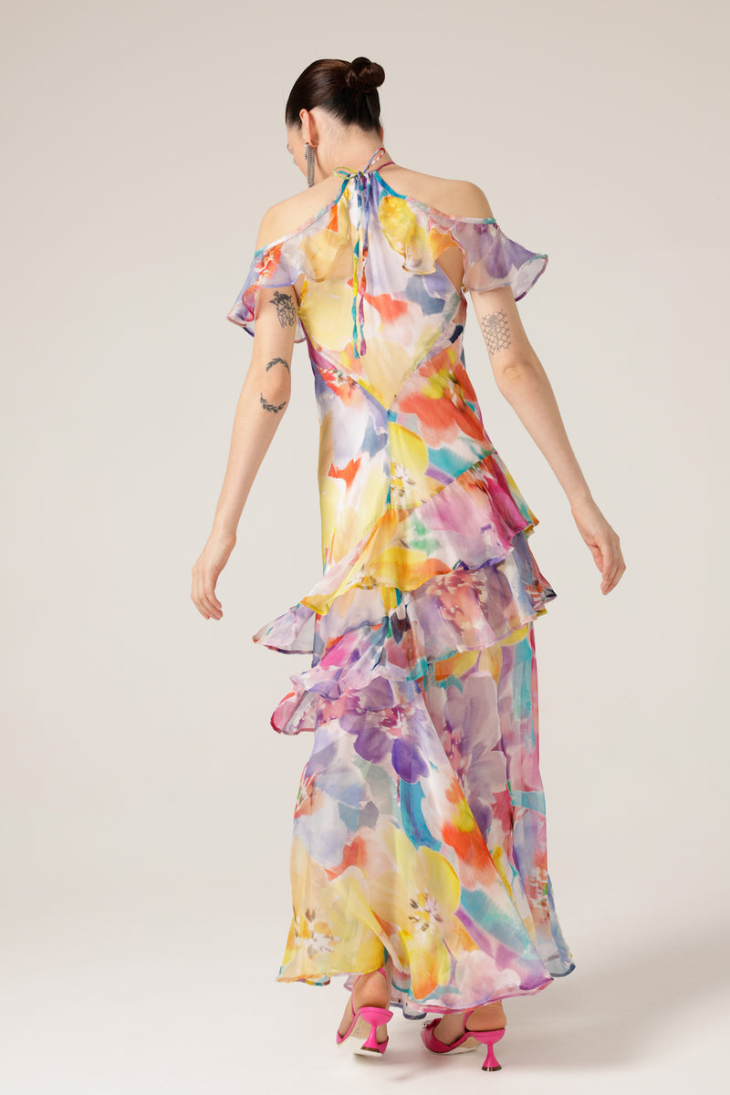 Sacha Drake Paradise Tanager Dress in Bright Abstract Floral