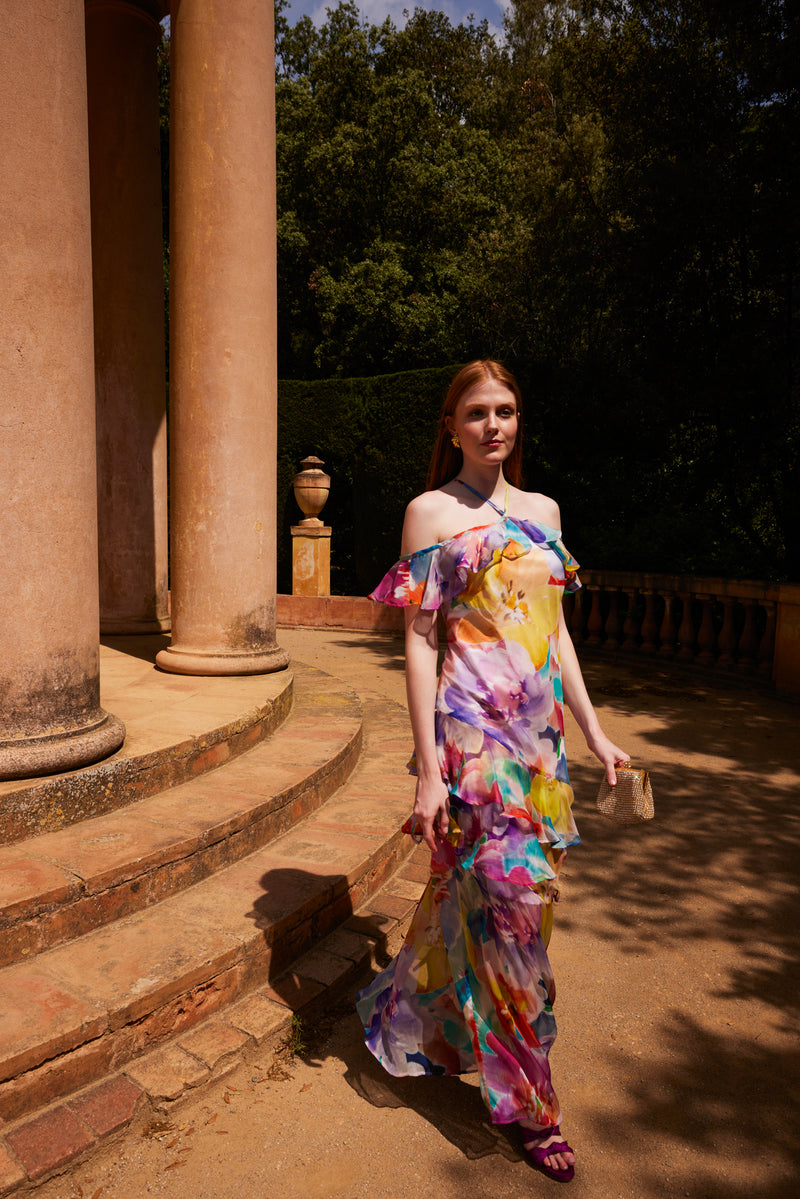 Sacha Drake Paradise Tanager Dress in Bright Abstract Floral