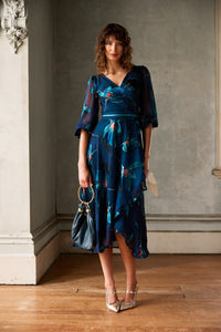 Sacha Drake PENDULUM Wrap Dress in Teal Coral Floral