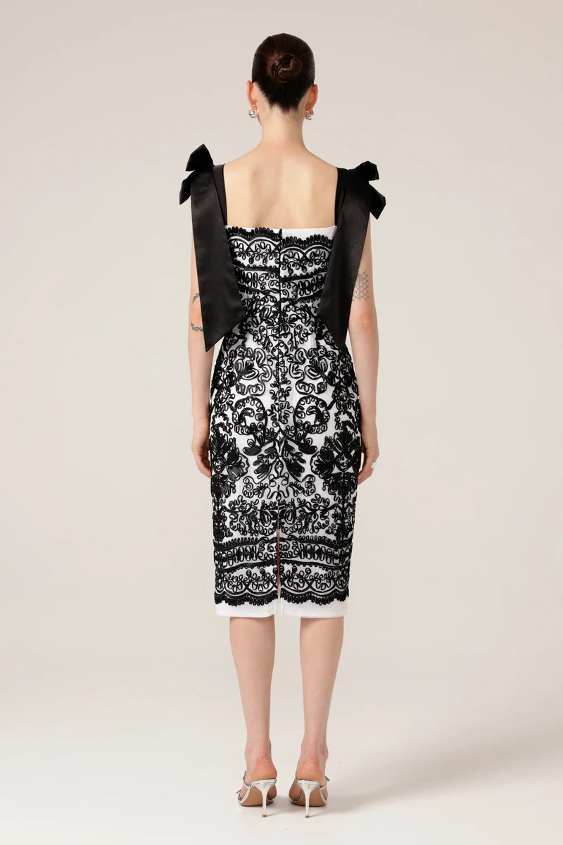 Sacha Drake Pica Pica Dress in Black White Ribbon