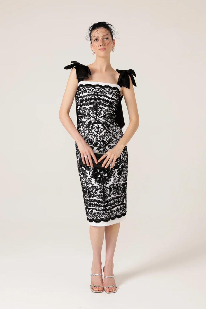 Sacha Drake Pica Pica Dress in Black White Ribbon