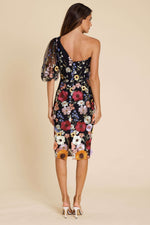 Romance Blake One Sleeve Dress in Black Wild Flower