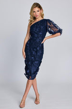 Romance Blake One Sleeve Dress in Navy Wild Flower