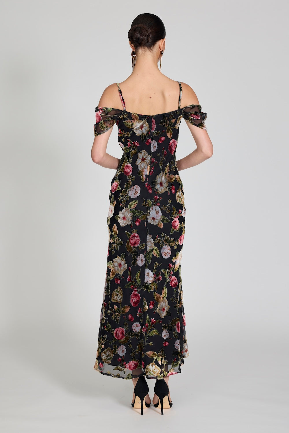 Romance Machessa Draped Sleeve Dress in Black Rose