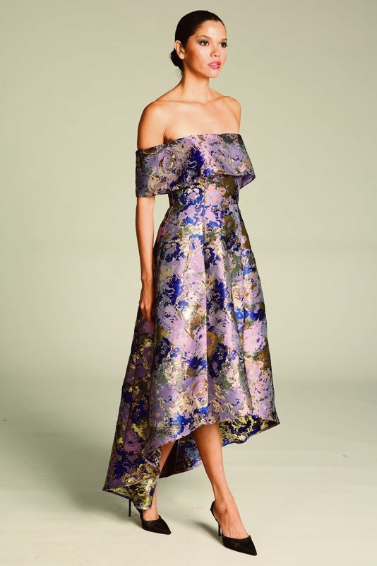 Romance Bria High Low Maxi in Purple Gold