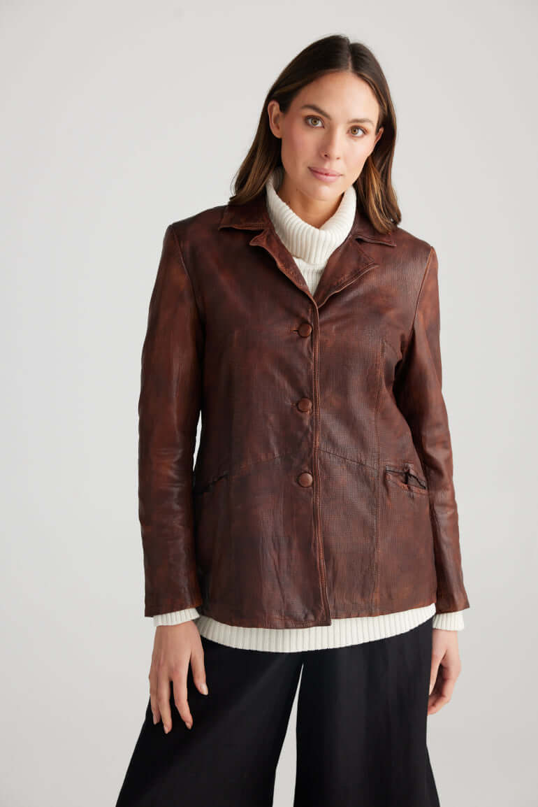 Shanty Corp Roma Jacket in Vintage Brown Leather