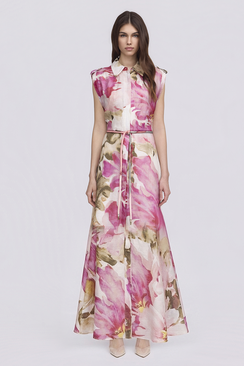 Sofia Irina DANA Maxi Dress in Pink Olive Floral