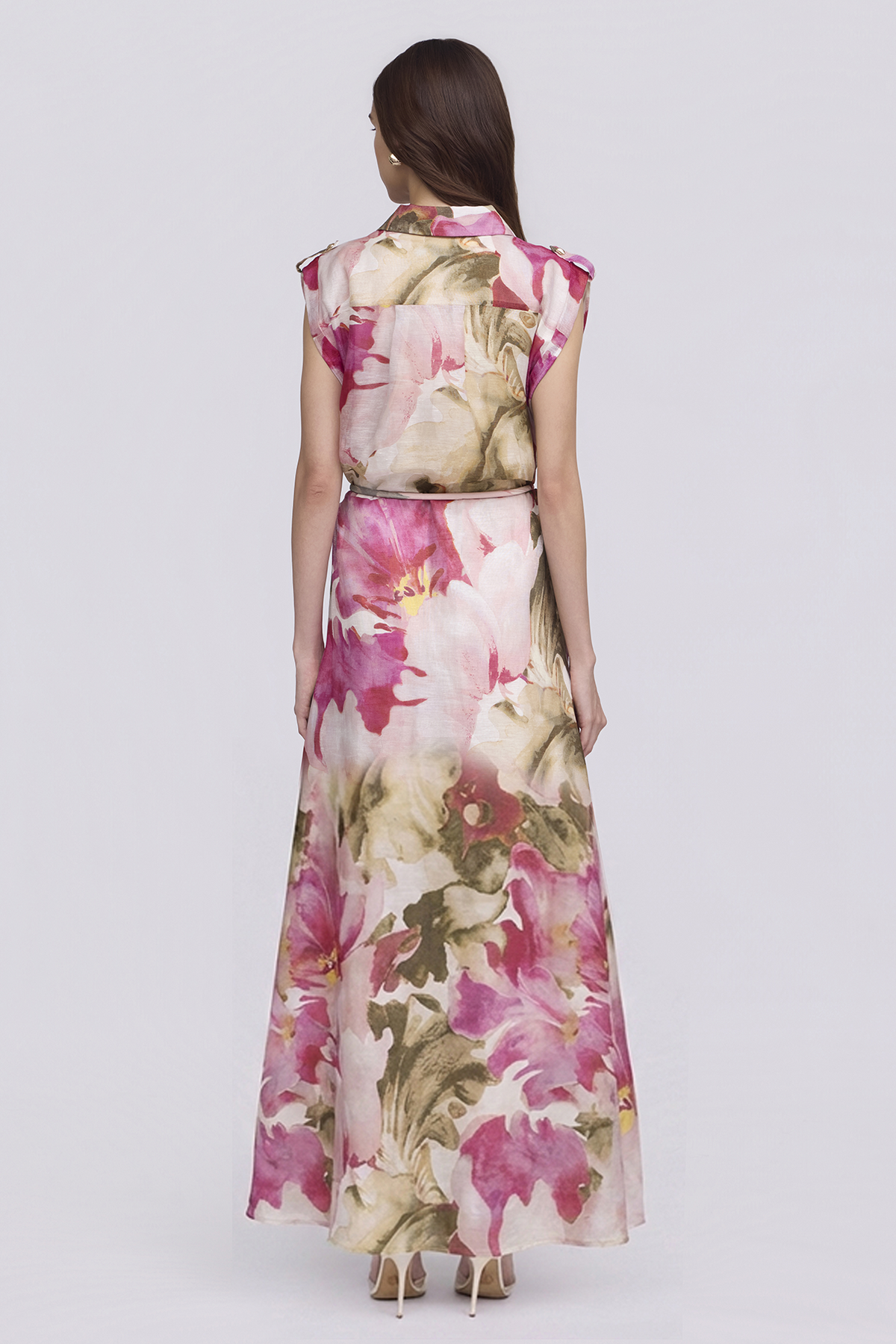 Sofia Irina DANA Maxi Dress in Pink Olive Floral