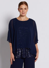 Philosophy ONYX Layer Sparkle Top in Navy