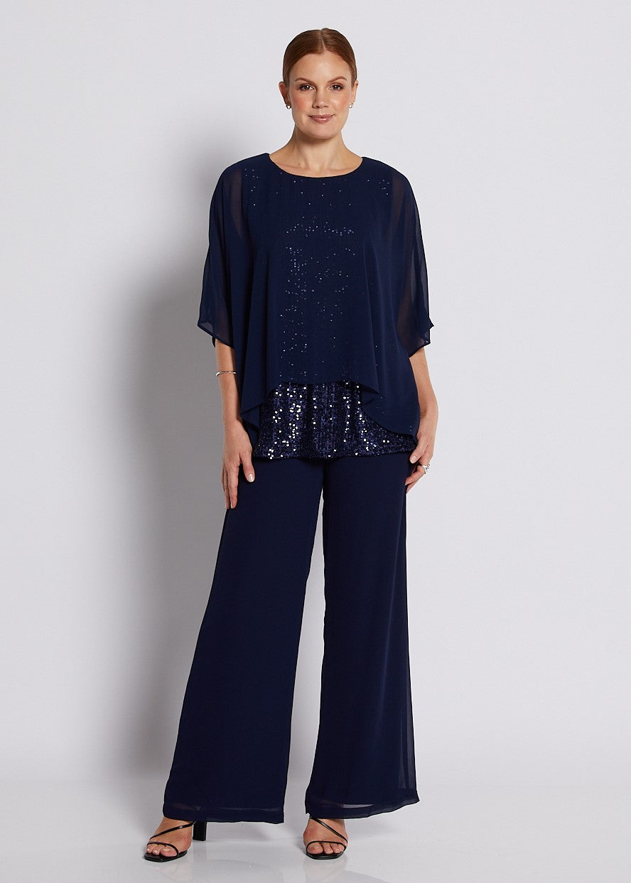 Philosophy ONYX Layer Sparkle Top in Navy
