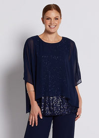Philosophy ONYX Layer Sparkle Top in Navy