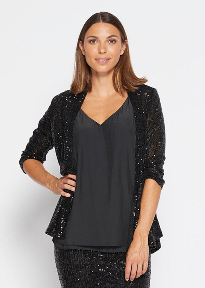 Philosophy SALLY Sequin Jacket in Black Sparkle